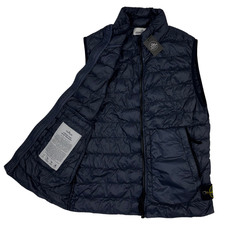 Chaqueta sin mangas Stone Island Garment Dyed Micro Yarn Down azul marino - talla S