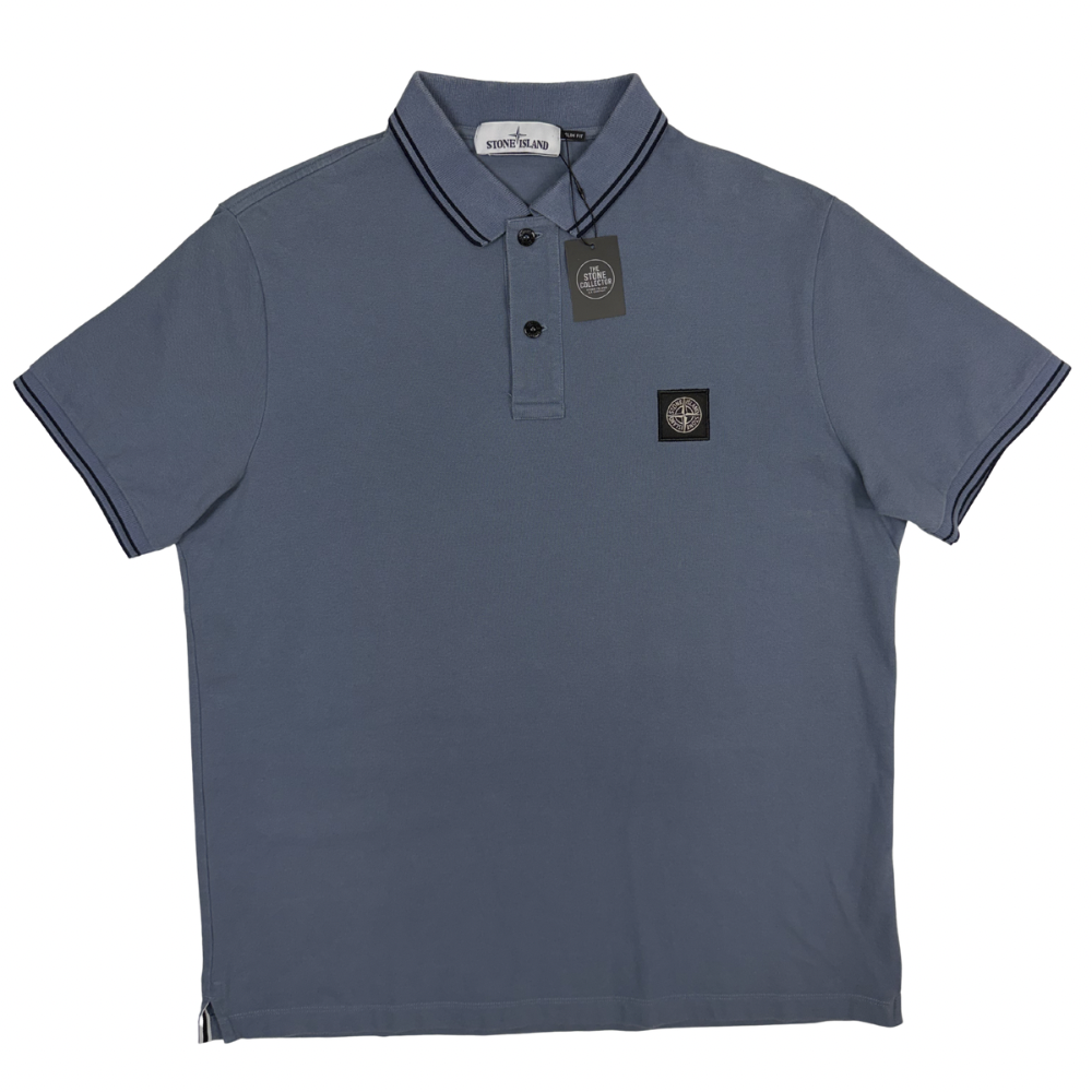 Polo Stone Island azul grisáceo manga corta - talla 2XL