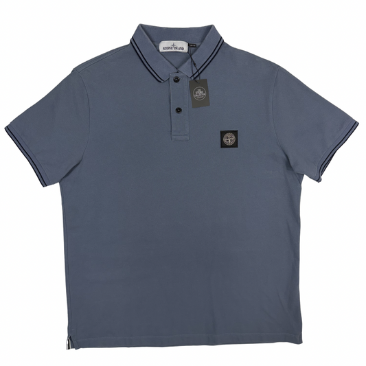 Polo Stone Island azul grisáceo manga corta - talla 2XL