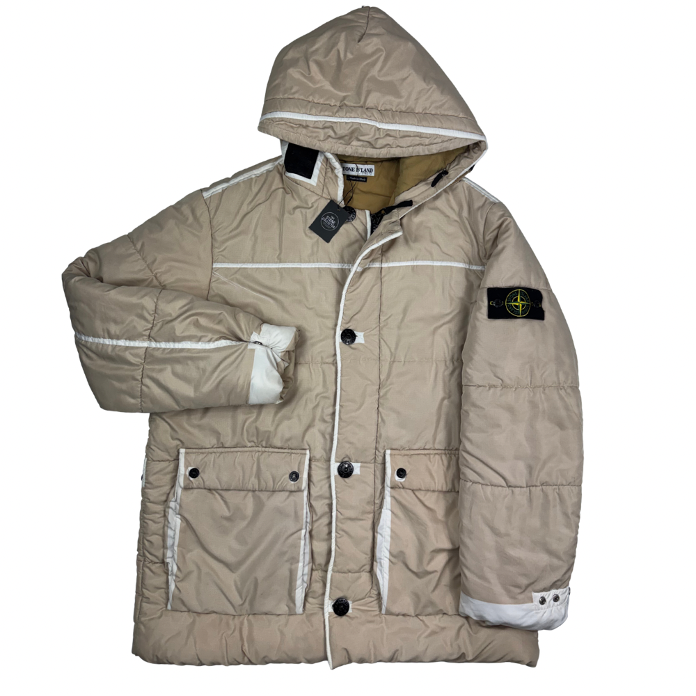 Abrigo Stone Island Parka Ripstop Crema - talla XL