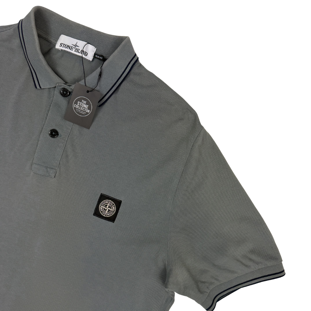 Polo Stone Island gris manga corta - talla L (fit XL)