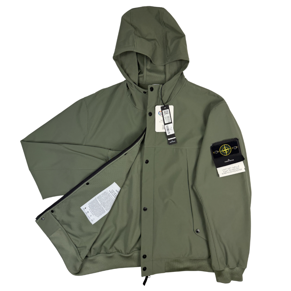 Chaqueta Stone Island Light Soft Shell - R e.dye Technology in Recycled  Polyester verde  - talla 2XL