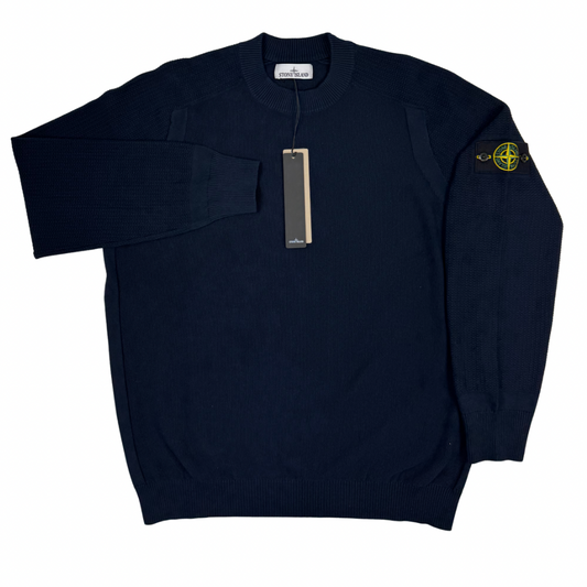 Jersey Stone Island cuello redondo de punto azul marino - talla 2XL