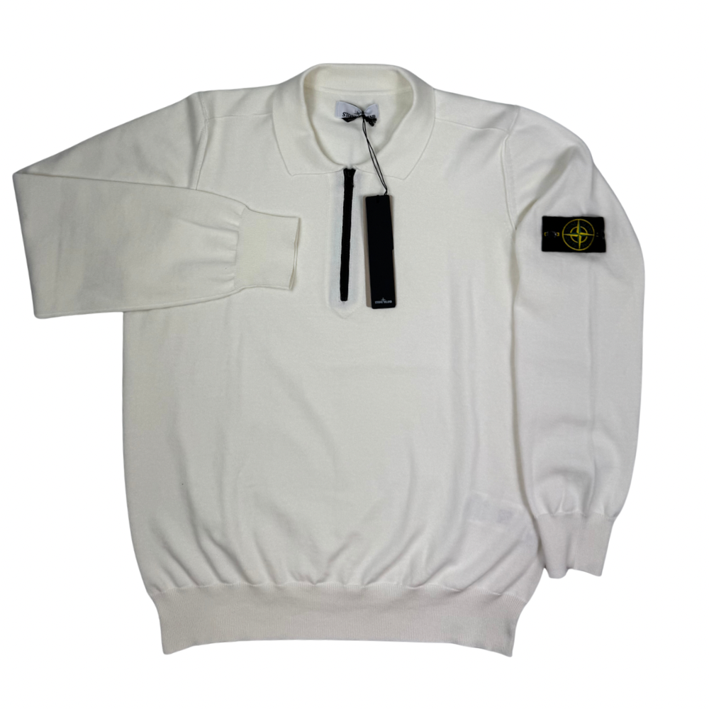 Jersey Stone Island Half-zip blanco roto - talla 3XL