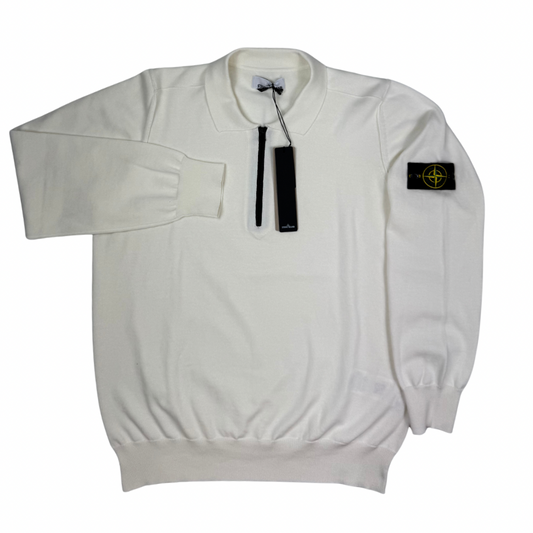 Jersey Stone Island Half-zip blanco roto - talla 3XL