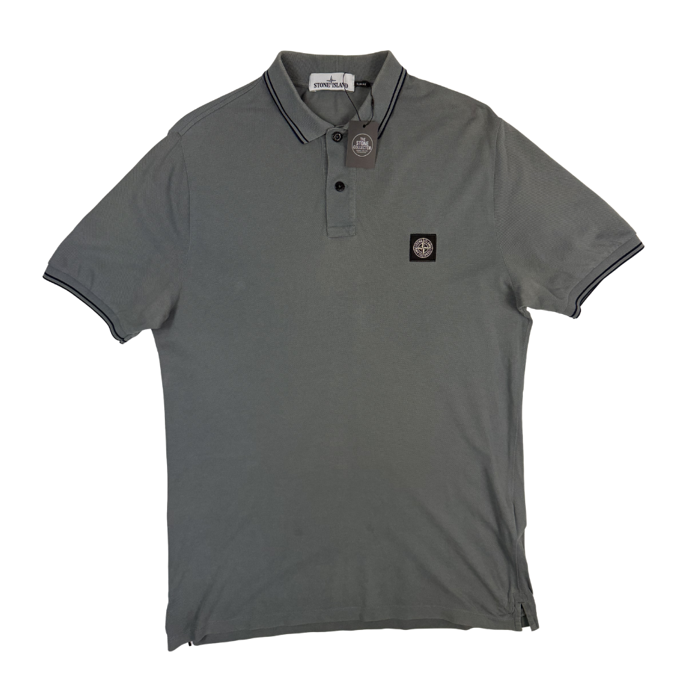 Polo Stone Island gris manga corta - talla L (fit XL)