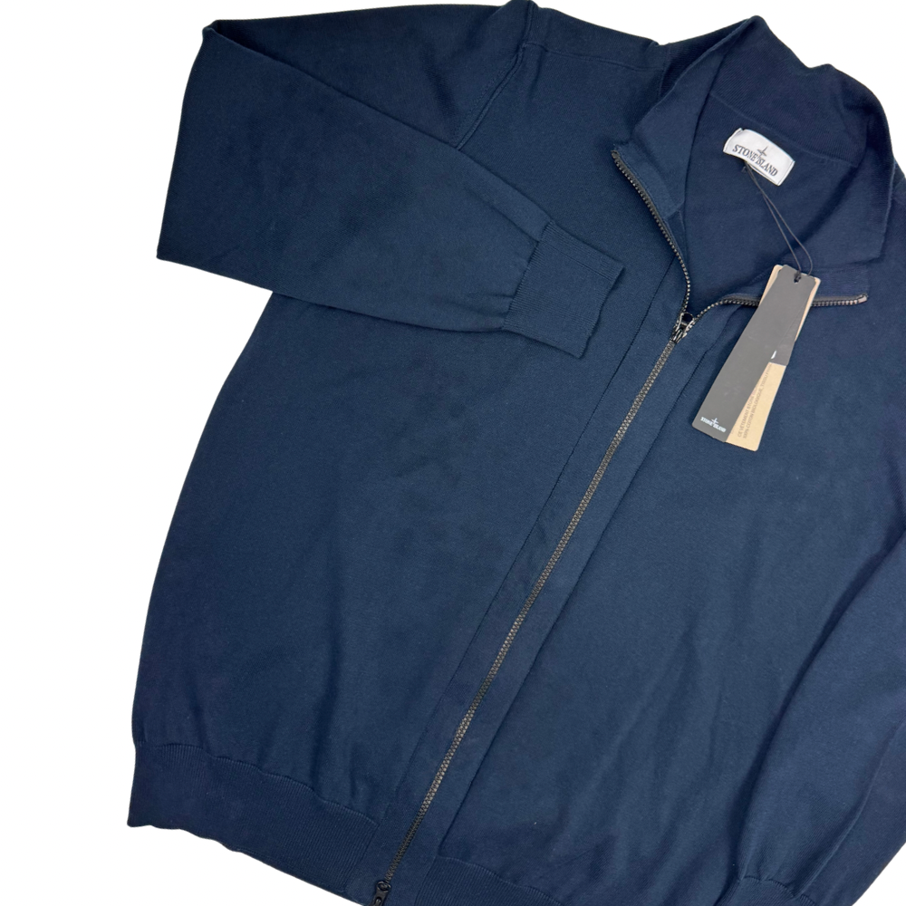 Jersey Stone Island cuello redondo con cremallera azul marino - talla 3XL