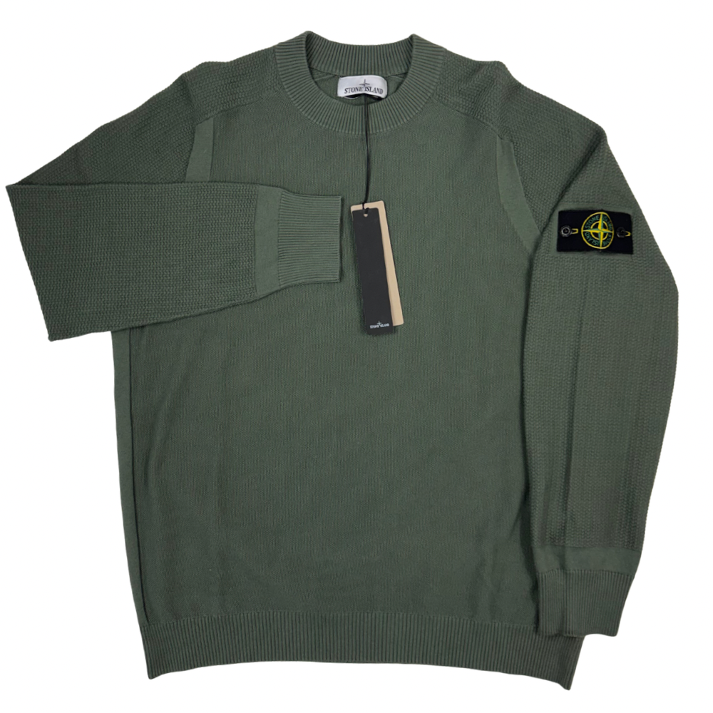 Jersey Stone Island cuello redondo verde cacería - talla 2XL