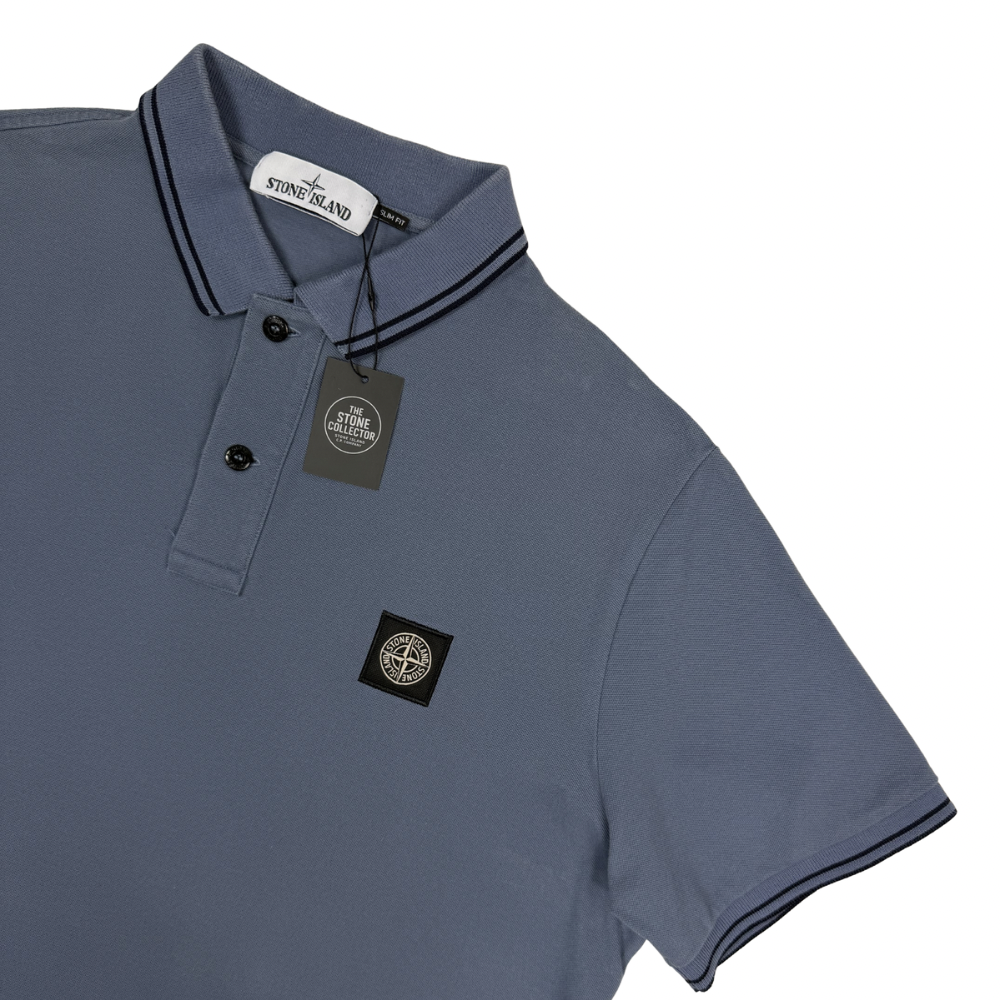 Polo Stone Island azul grisáceo manga corta - talla 2XL