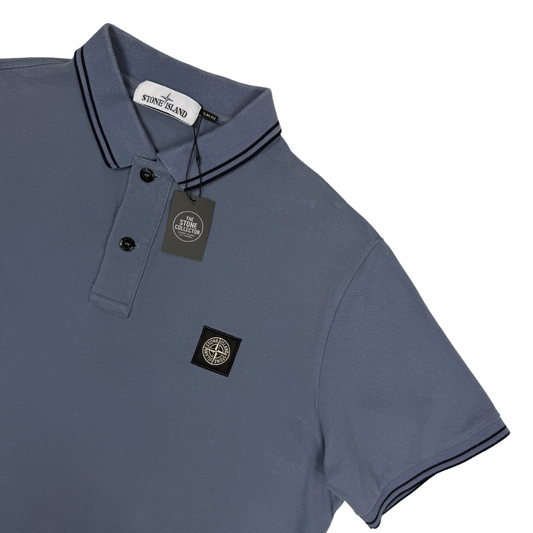 Polo Stone Island azul grisáceo manga corta - talla 2XL
