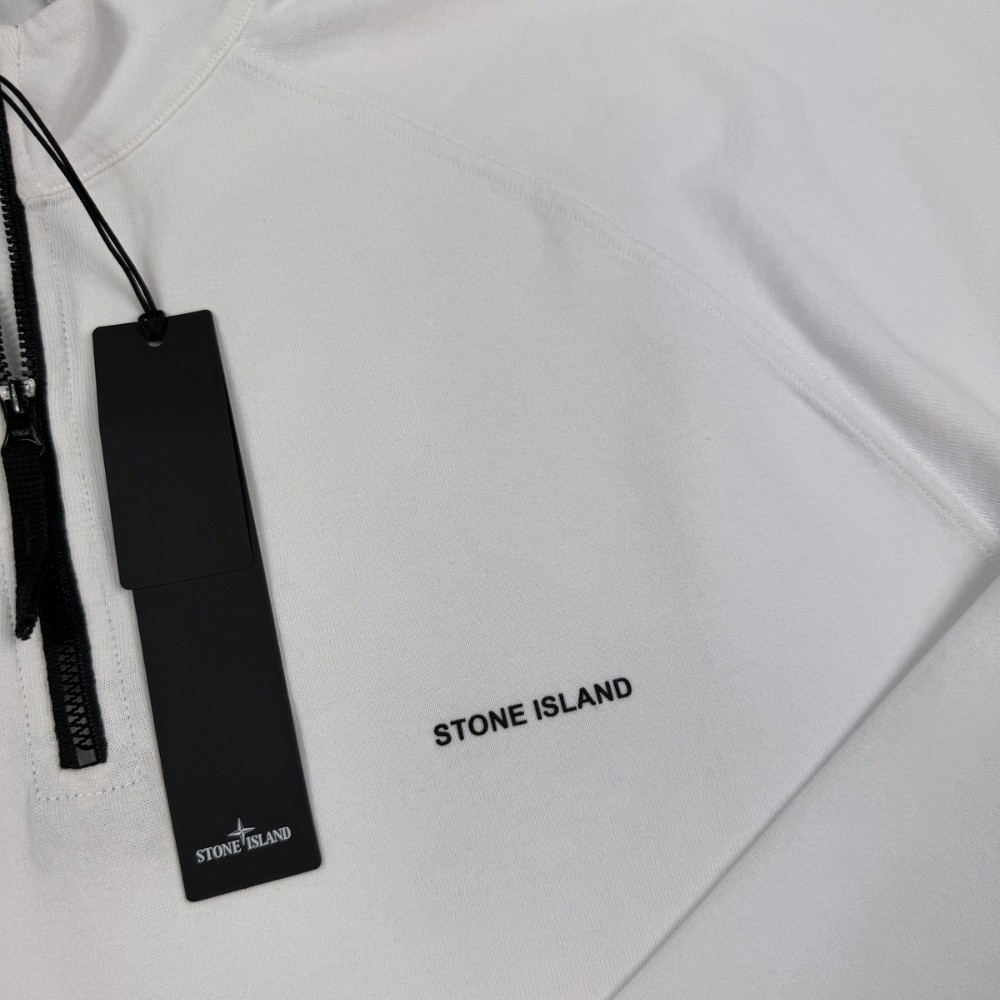 Sudadera Half - Zip Stone Island Blanca - talla XL