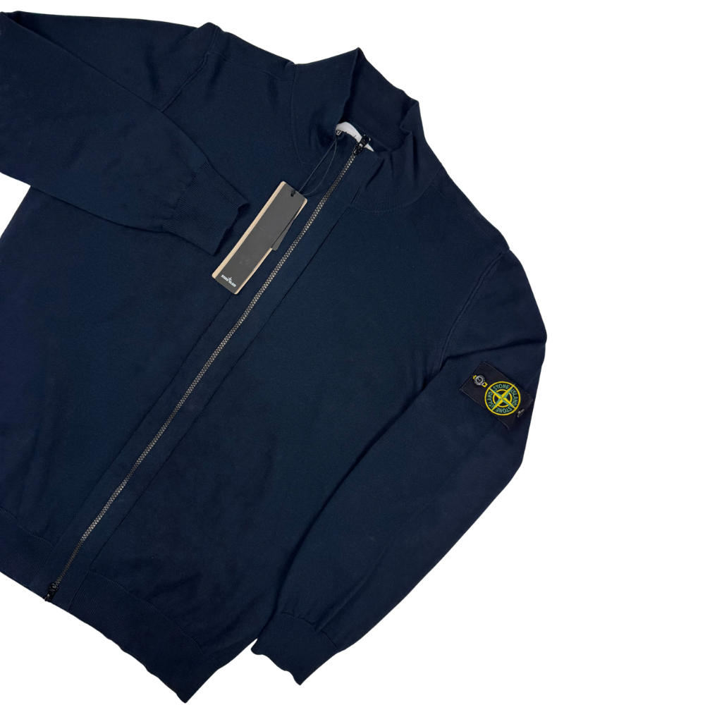 Jersey Stone Island cuello redondo con cremallera azul marino - talla 3XL