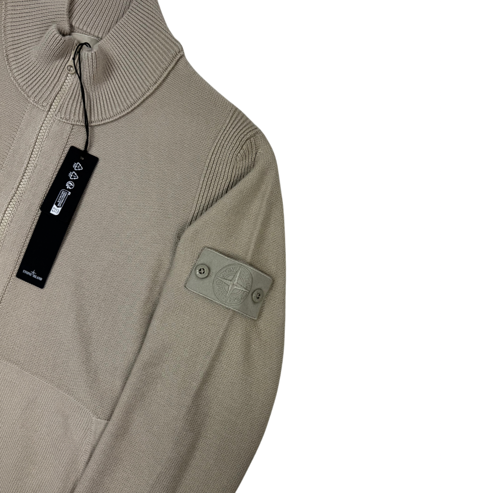 Jersey Stone Island Ghost con cremallera beige - talla M