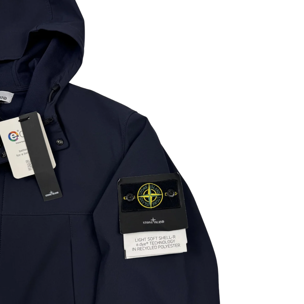 Chaqueta Stone Island Light Soft Shell-R e.dye Technology in Recycled Polyester azul marino - talla XL