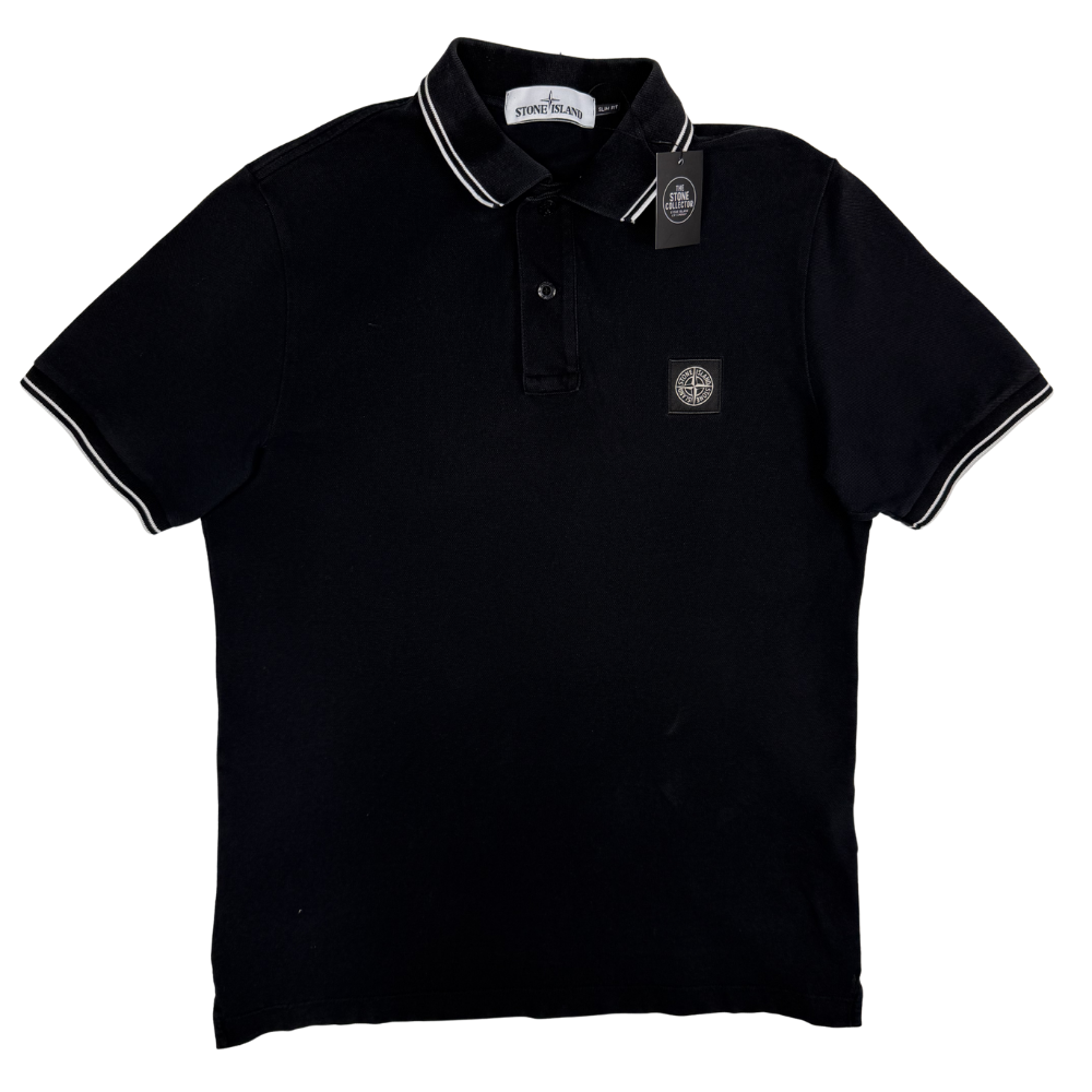 Polo Stone Island negro manga corta - talla M