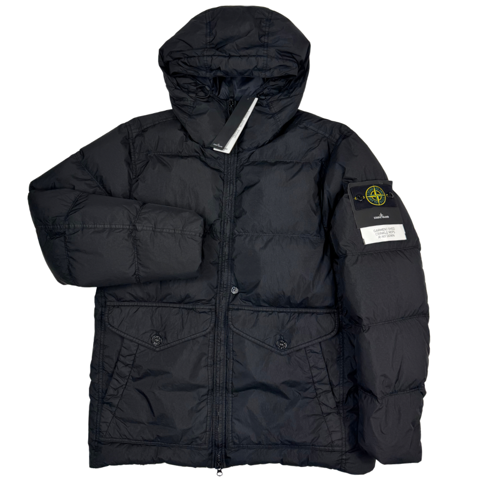 Abrigo Stone Island Garment Dyed Crinkle Reps R-NY Down Negro - talla L