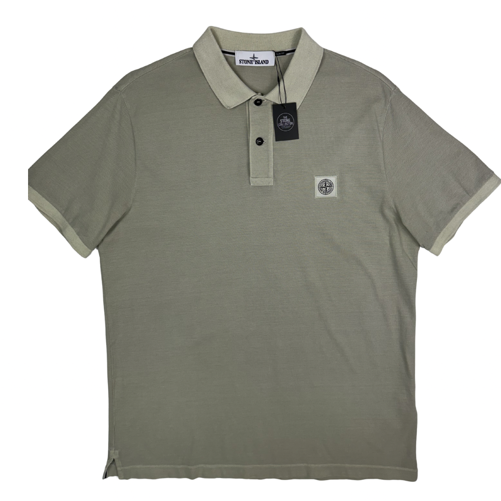 Polo Stone Island verde salvia claro manga corta - talla 2XL