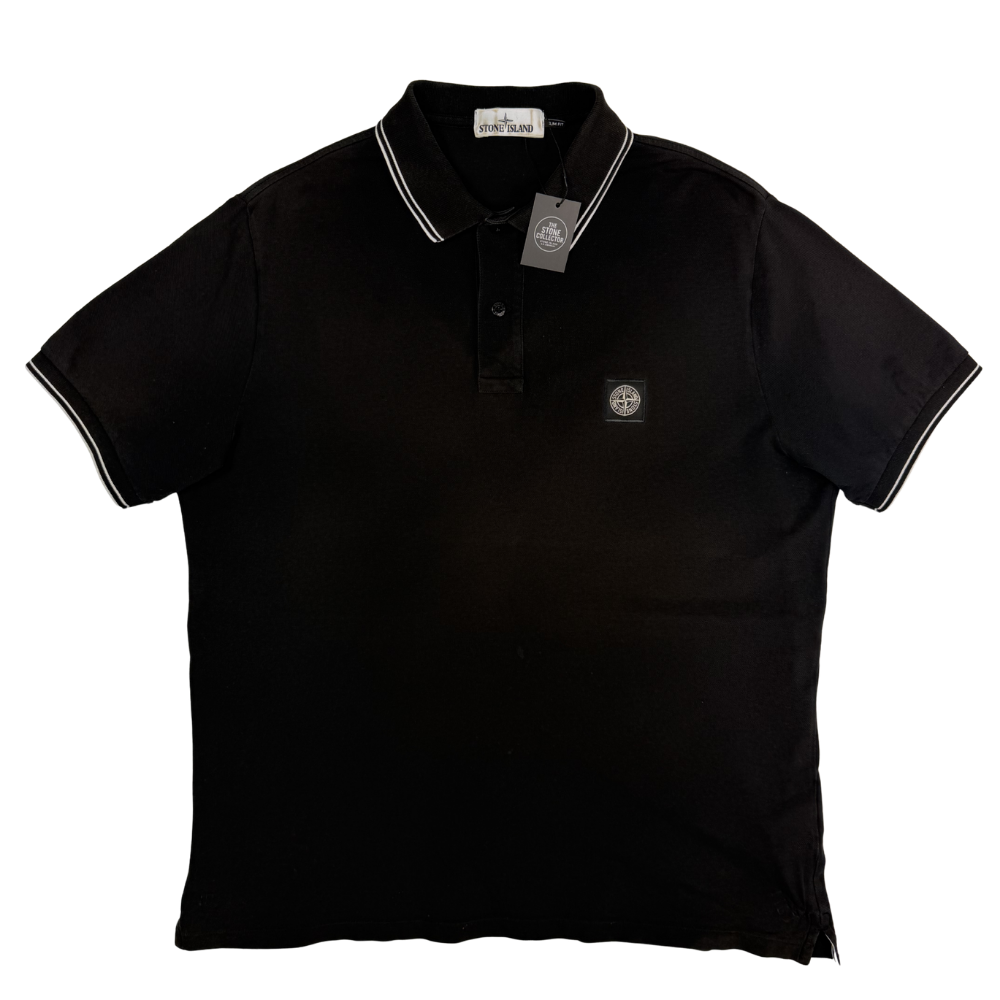 Polo Stone Island negro manga corta - talla 2XL