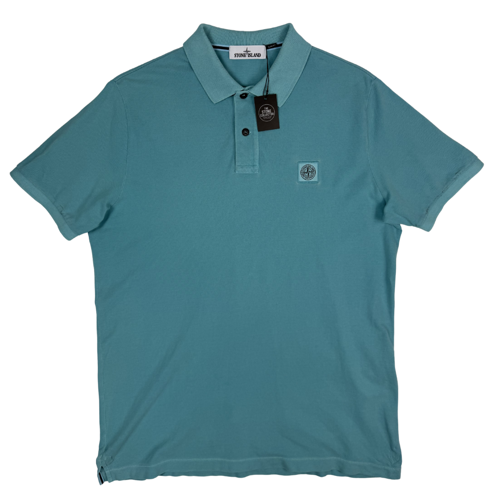 Polo Stone Island azul turquesa manga corta - talla 2XL