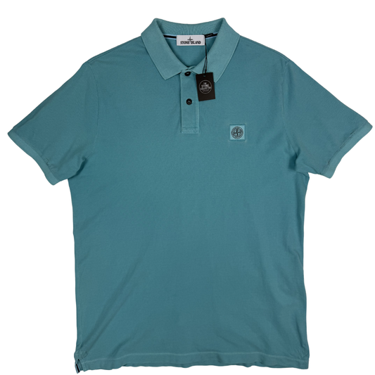 Polo Stone Island azul turquesa manga corta - talla 2XL