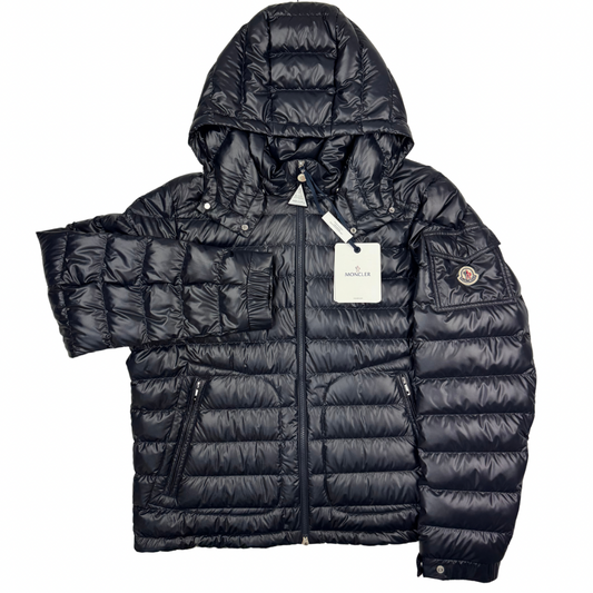 Plumífero con capucha Moncler Lauros azul marino - talla 5(XL)