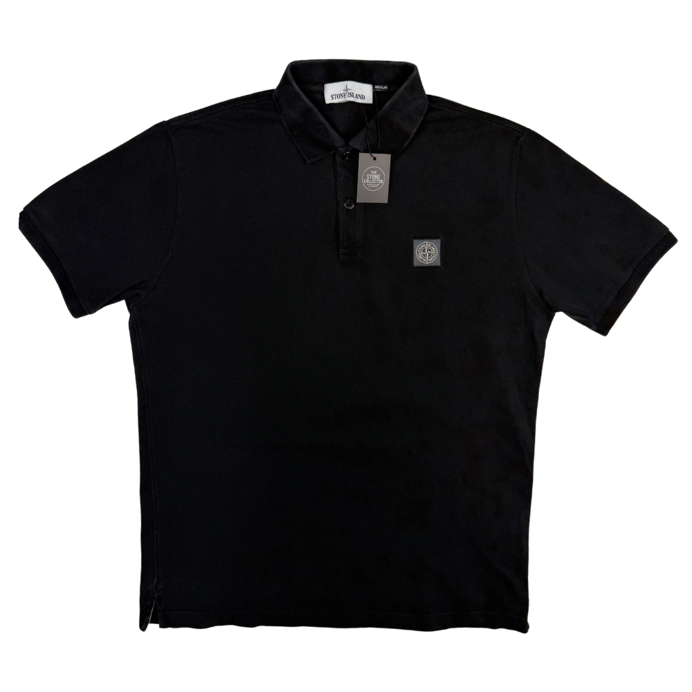 Polo Stone Island Negro manga corta - talla L