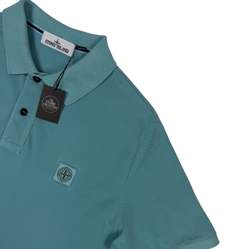 Polo Stone Island azul turquesa manga corta - talla 2XL