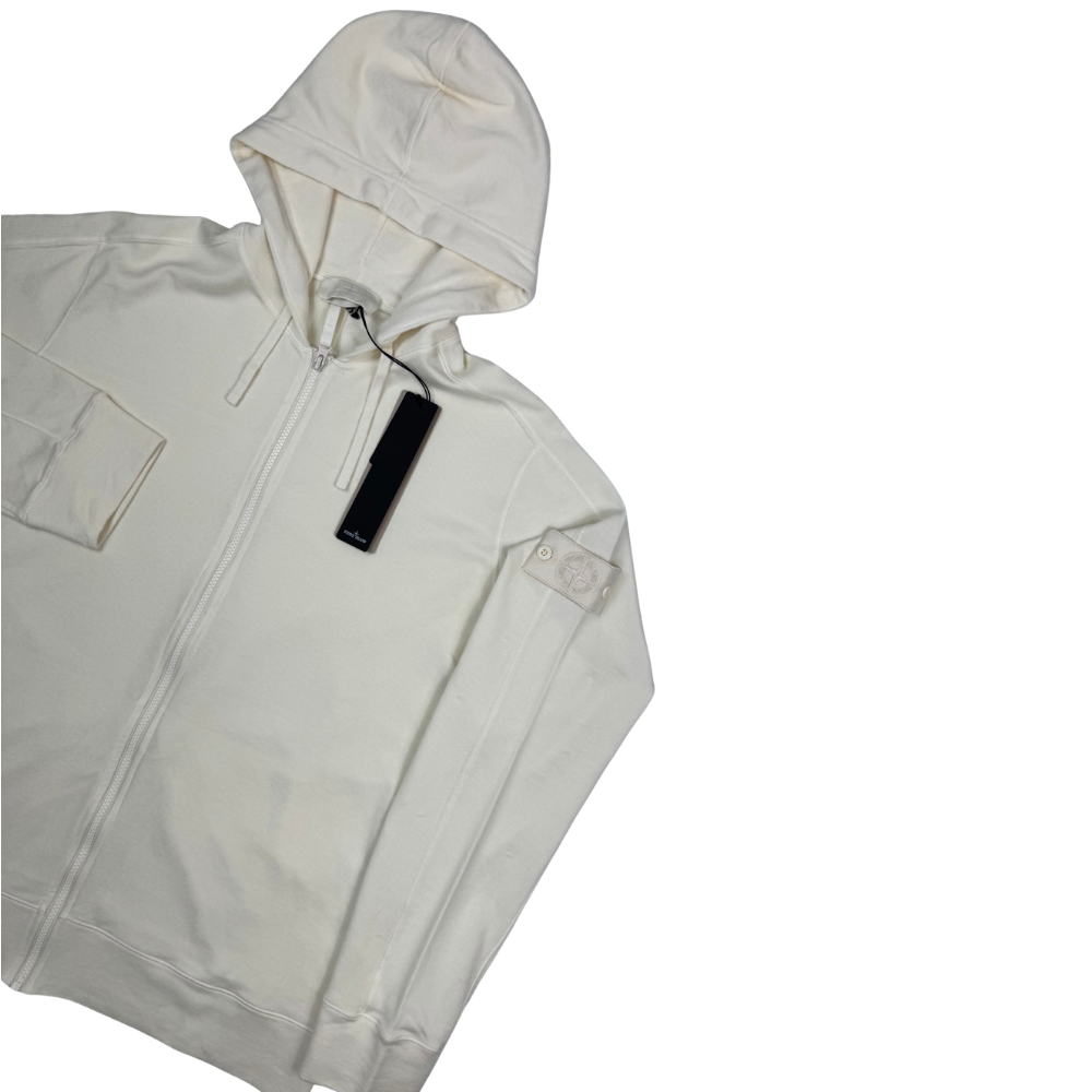 Sudadera  Stone Island Ghost con capucha y cremallera blanco roto - talla XL