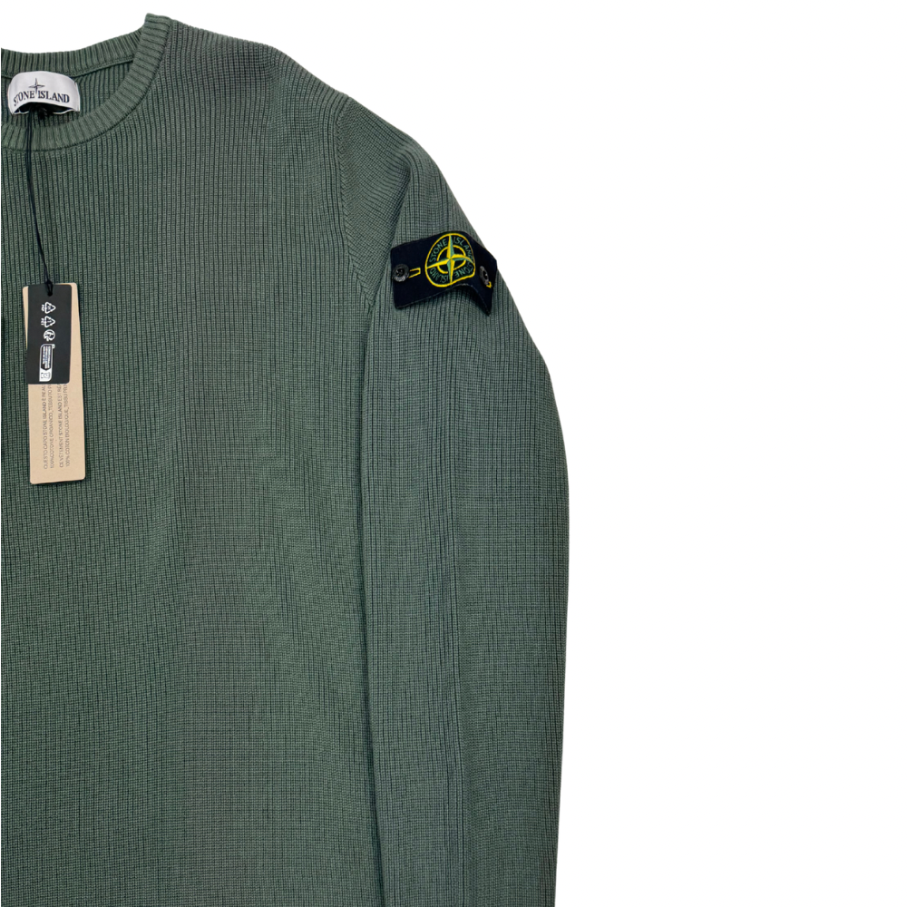 Jersey Stone Island cuello redondo verde cacería - talla XL