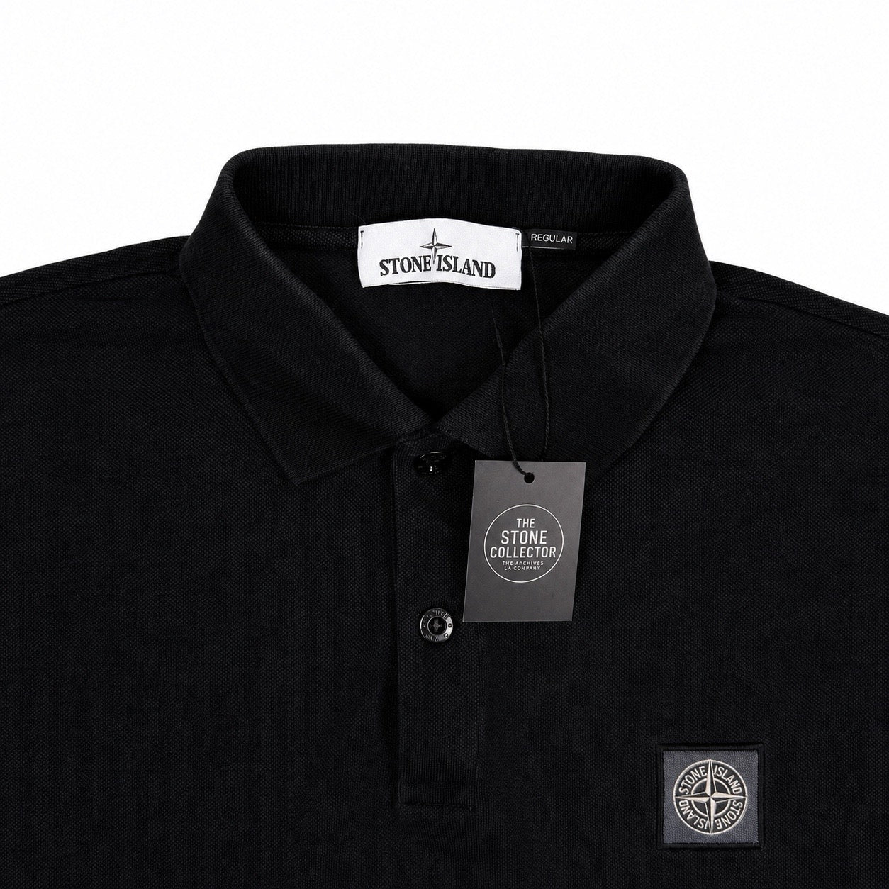 Polo Stone Island Negro manga corta - talla L