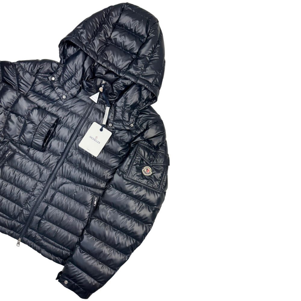 Plumífero con capucha Moncler Lauros azul marino - talla 5(XL)