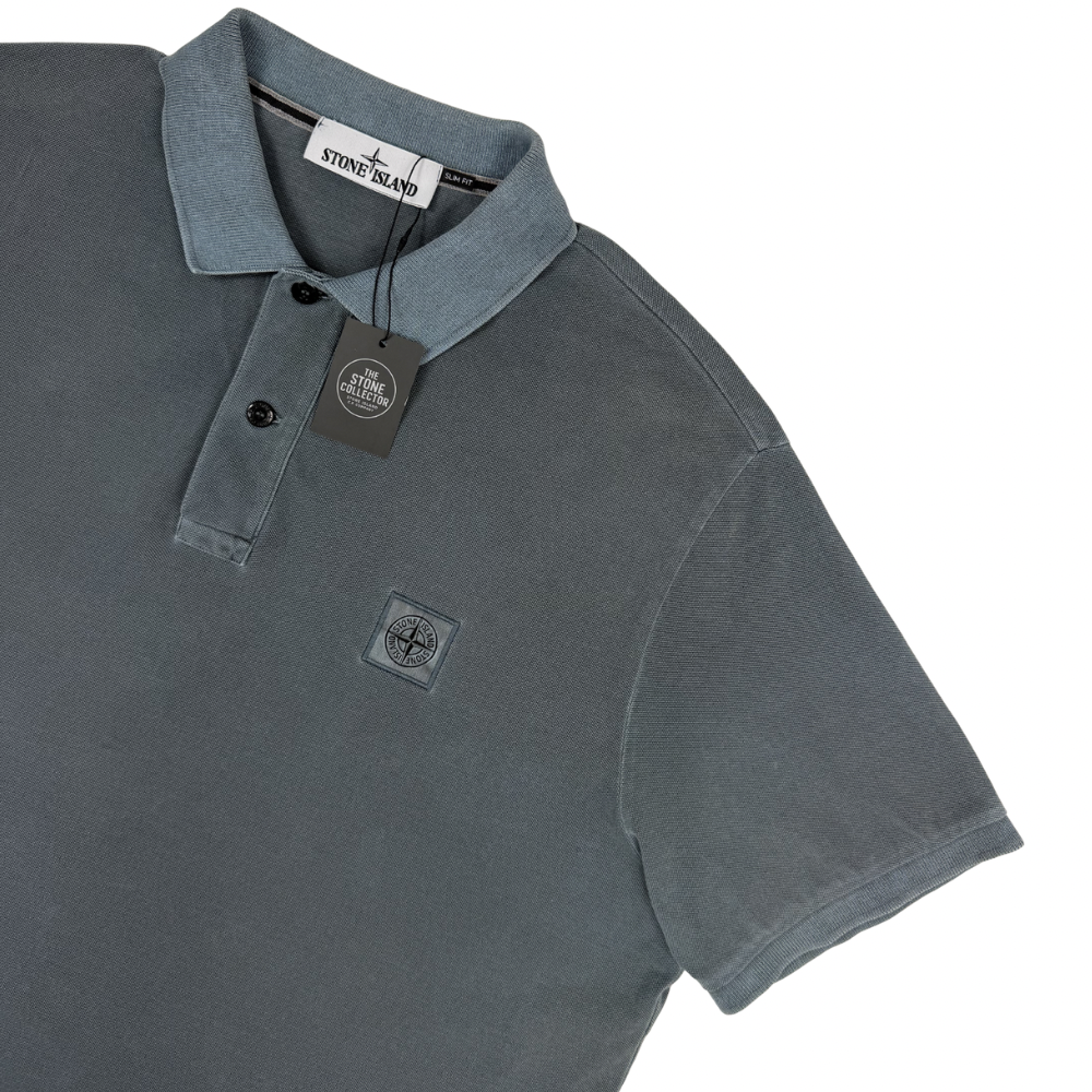 Polo Stone Island azul grisáceo manga corta - talla 2XL