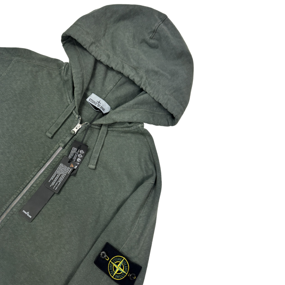 Sudadera con cremallera y capucha Stone Island verde oscuro - talla XL