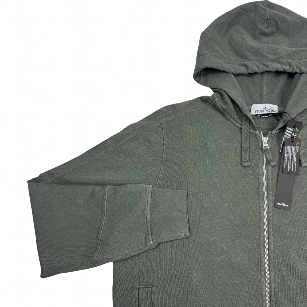Sudadera con cremallera y capucha Stone Island verde oscuro - talla XL