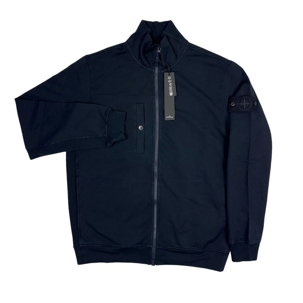 Sudadera Stone Island Ghost con cremallera y bolsillo azul marino - talla L