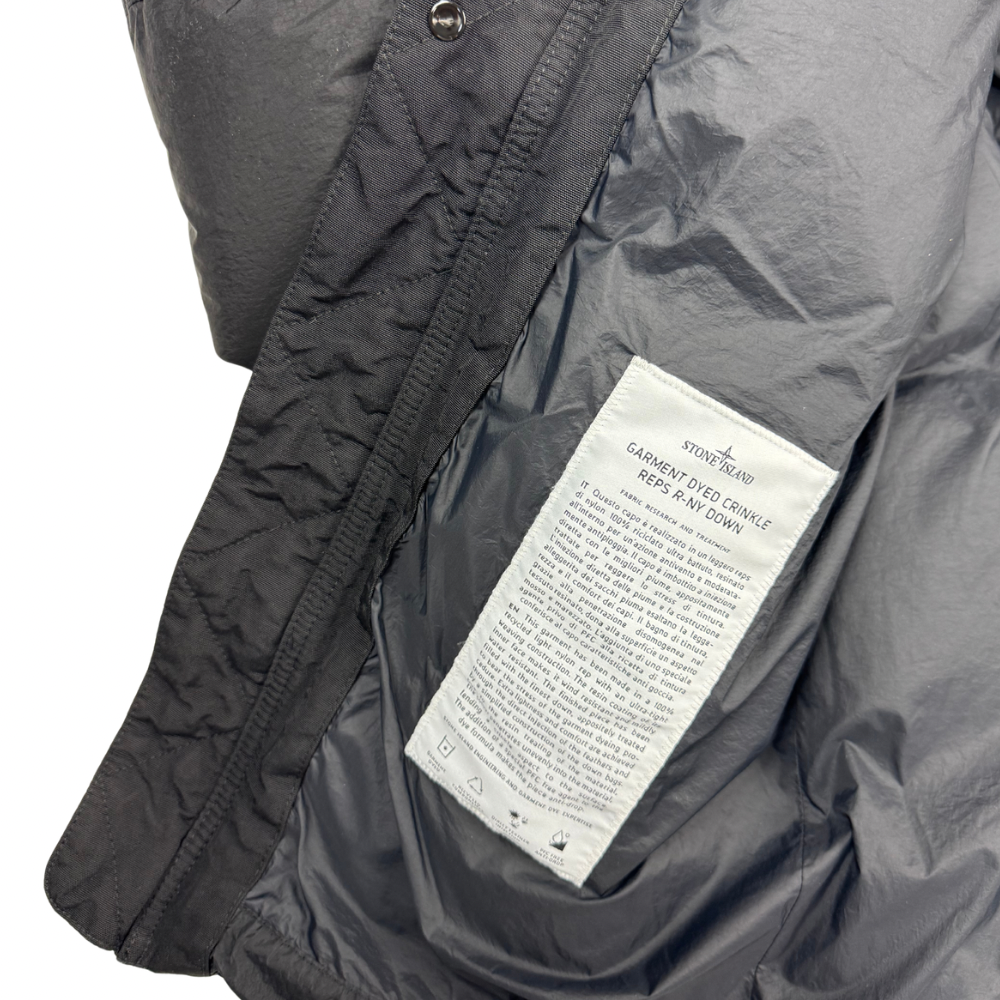 Abrigo Stone Island Garment Dyed Crinkle Reps R-NY Down Negro - talla L
