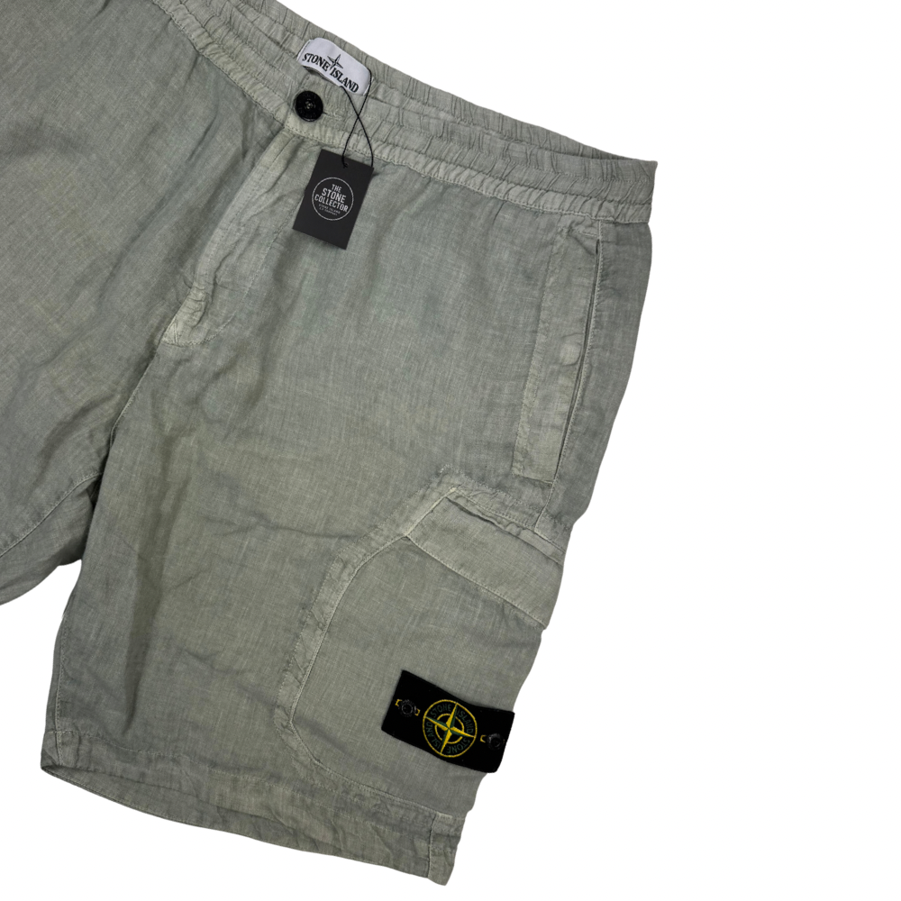 Pantalón Corto Lino Stone Island verde - talla W/40