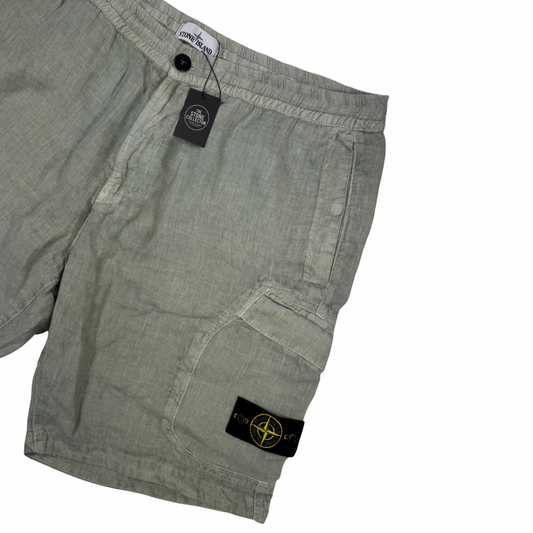Pantalón Corto Lino Stone Island verde - talla W/40