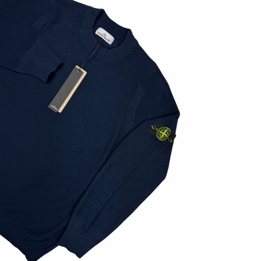 Jersey Stone Island cuello redondo de punto azul marino - talla 2XL