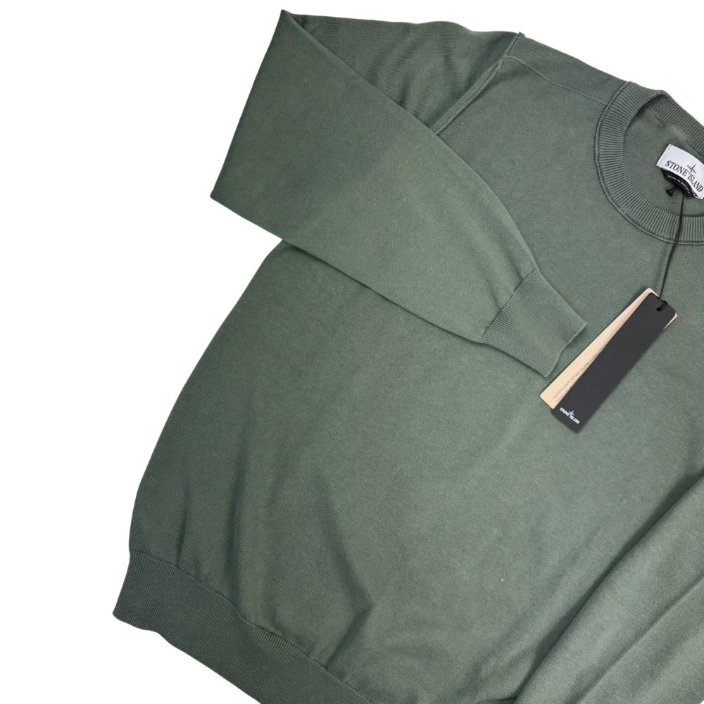 Jersey Stone Island cuello redondo verde cacería - talla XL/3XL