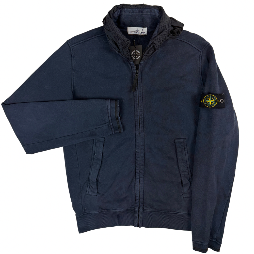 SUDADERA CON CREMALLERA Y GORRO NYLON STONE ISLAND - talla L