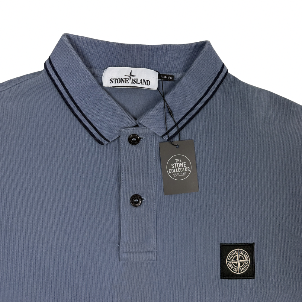 Polo Stone Island azul grisáceo manga corta - talla 2XL