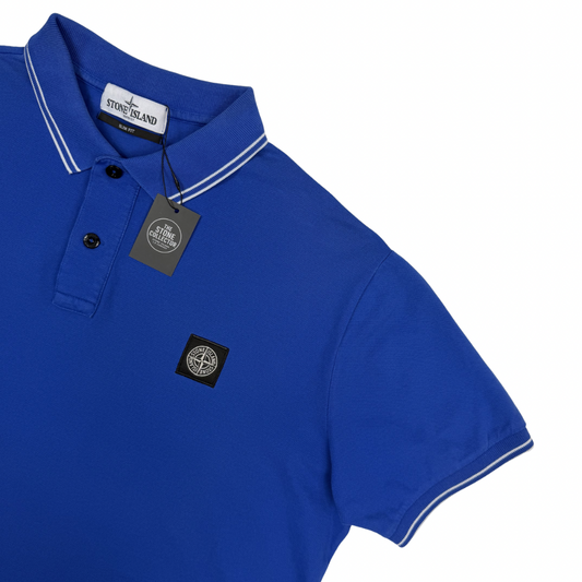 Polo Stone Island azul eléctrico manga corta - talla 2XL