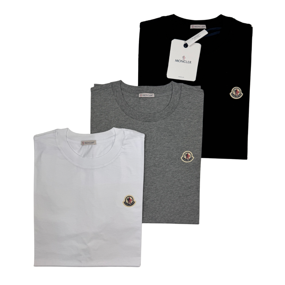 Pack de 3 camisetas manga corta Moncler (blanco, gris y negro) - talla XL/2XL