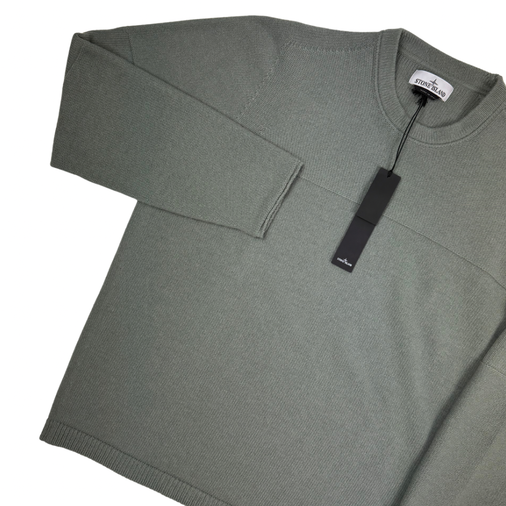 Jersey Stone Island cuello redondo de punto verde - talla XL