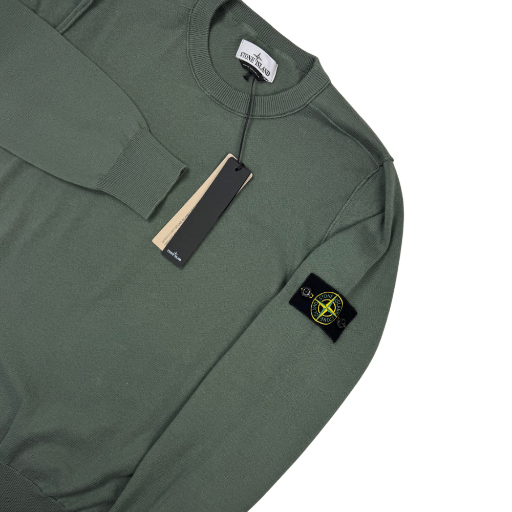 Jersey Stone Island cuello redondo verde cacería - talla XL/3XL