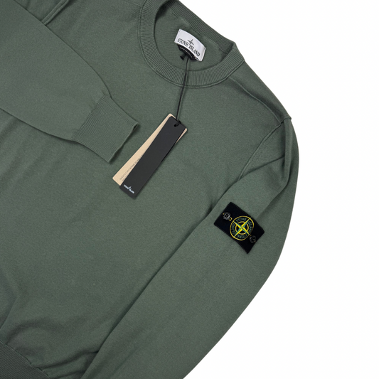 Jersey Stone Island cuello redondo verde cacería - talla XL/3XL