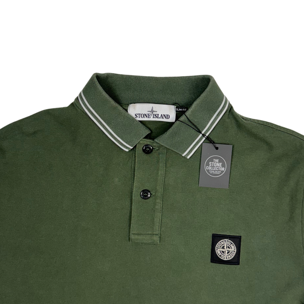 Polo Stone Island Verde manga larga - talla XL