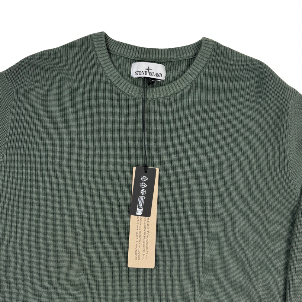 Jersey Stone Island cuello redondo verde cacería - talla XL