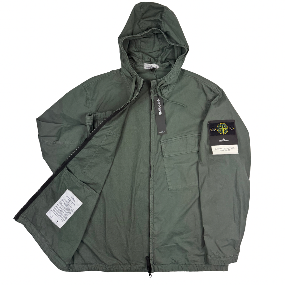 Chaqueta Stone Island Supima Cotton Twill Stretch-TC Verde militar - talla 2XL